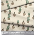 thumbnail image 2 of Soimoi Japan Crepe Satin Fabric Leaves & Floral Block Printed Craft Fabric by The Yard 42 Inch Wide, 2 of 3
