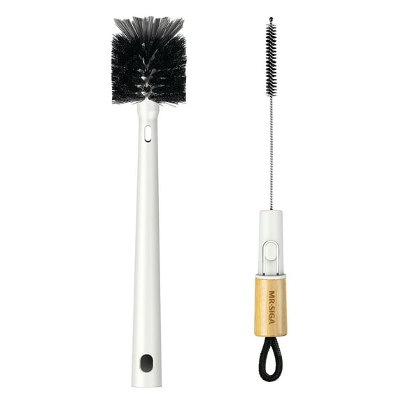 MR.Siga 2 in 1 Water Bottle Brush & Straw Cleaner Brush with Bamboo Handle