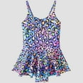 thumbnail image 2 of Fesfesfes Kids Girls Fashion Cute Leopard Print Bathing Suits Children's Sleeveless Bikini Ruffles Dress Romper Swimsuit 4-12 Years(Multicolor,7-8Years), 2 of 9