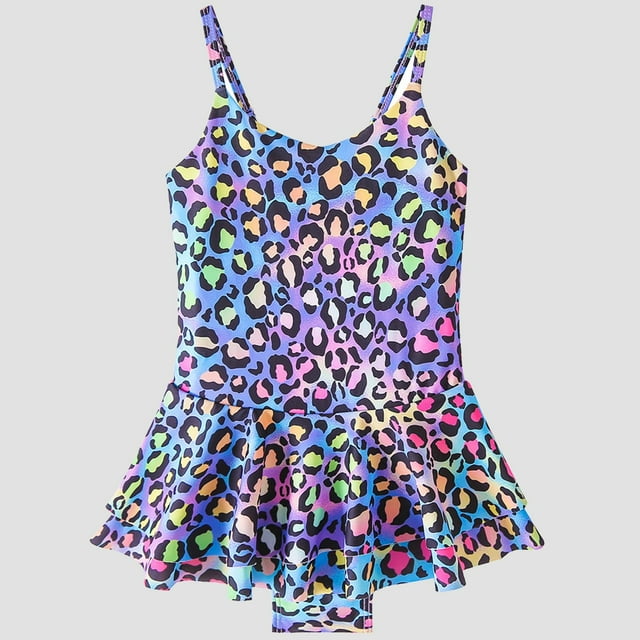 LSLJS Maillot de Bain une Pièce à Volants Imprimé Léopard Mignon pour Filles Bébés