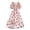 Apricot, variant on YM YOUMU Women Summer Floral Print V Neck Short Puff Sleeves Pleated Dress A Line Ruffle Hem Holiday Dress with Belt