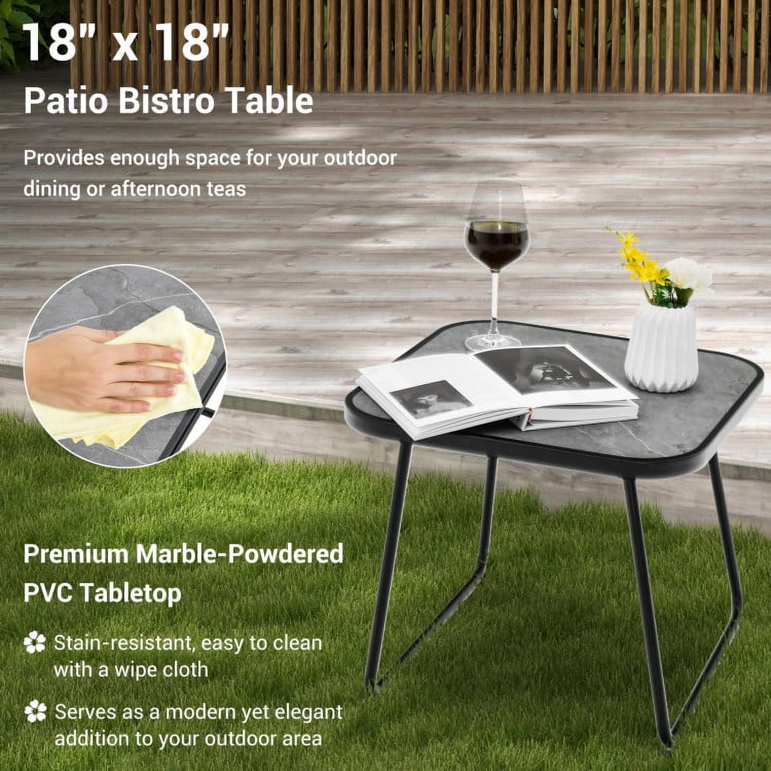 Aimee Lii 3 Pieces Patio Folding Chaise Lounge Set with PVC Tabletop, Patio Sectional Furniture Set, Black Aimee Lii 3 Pieces Patio Folding Chaise Lounge Set with PVC Tabletop, Patio Sectional Furniture Set, Black