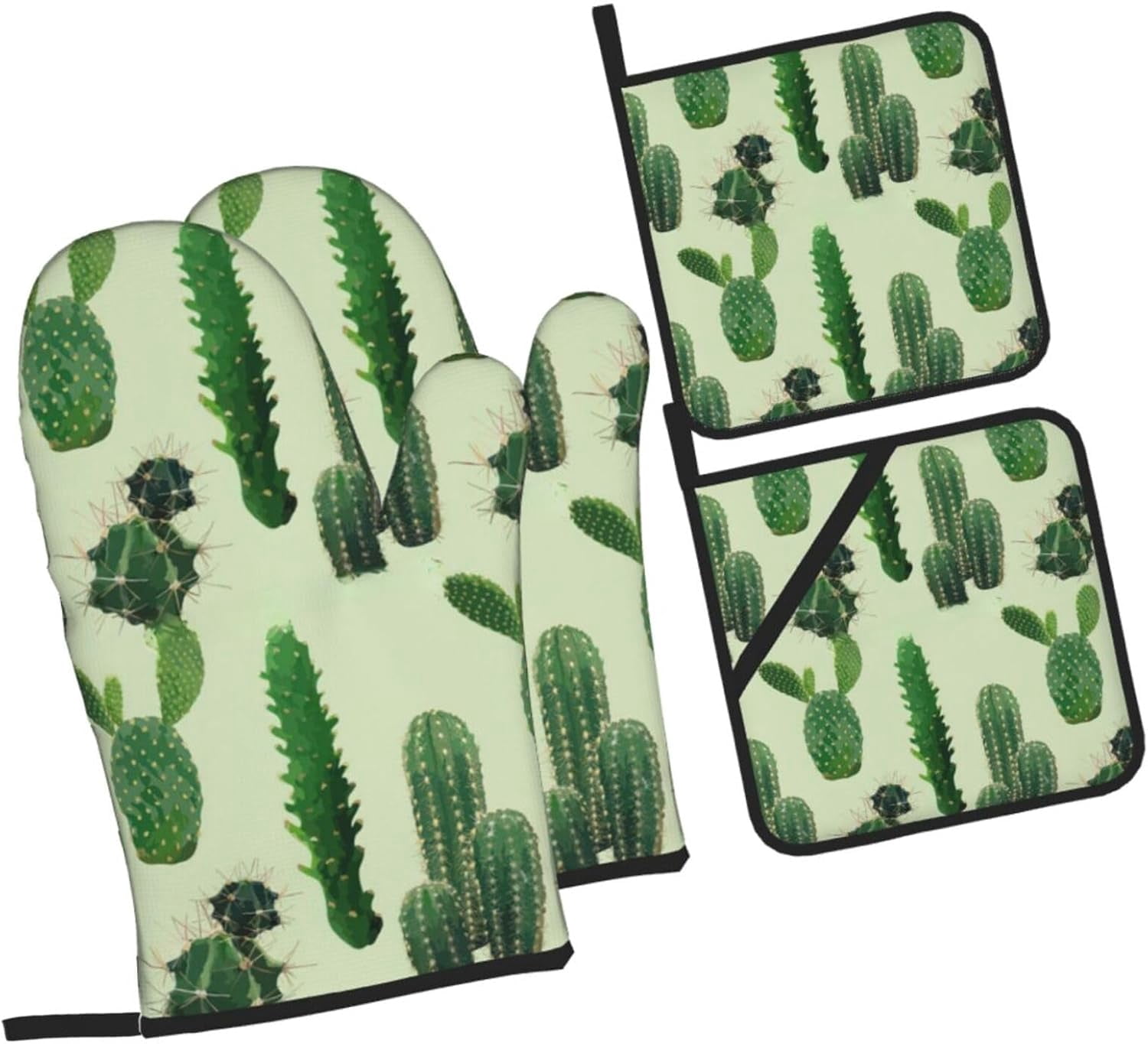 peyaoo Cactus. Oven Mitts and Pot Holders Sets for Kitchen 4 Pcs 7""X11"" Heat Resistant Baking Cooking