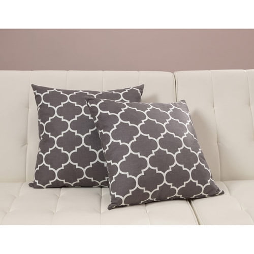 Dorel Home Products Accent Pillows, Set of 2, Gray Trellis - Walmart
