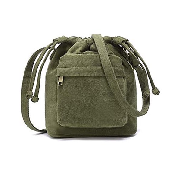 Drawstring Bucket Purse for Women Cute Little Canvas Crossbody Bag
