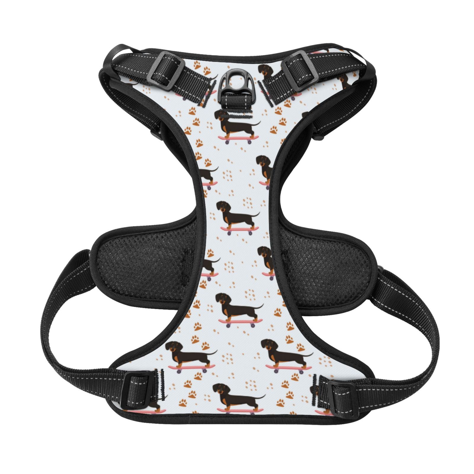 Picia Dachshund Dog No-Pull Dog Harness Reflective Front Clip Vest with Handle,Step-in Air Dog Harness,Adjustable 2 Metal Rings 4 Buckles,Easy to Put on & Take Off Medium