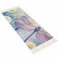 thumbnail image 2 of Purple Summer Dragonfly Hallway Runner Rug 2x6ft,Spring Floral Watercolor Washable Woven Living Room Bedroom Kitchen Bathrom Carpet with Tassels,Indoor Outdoor Throw Door Mat for Entryway, 2 of 5