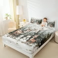 thumbnail image 4 of Manfei Kawaii Deer Snowman Twin Sheet Sets,Merry Christmas Twin Fitted Sheet,Green White Brown Flat Sheet For Kids,Microfiber Bedroom Decor,3-Piece, 4 of 7