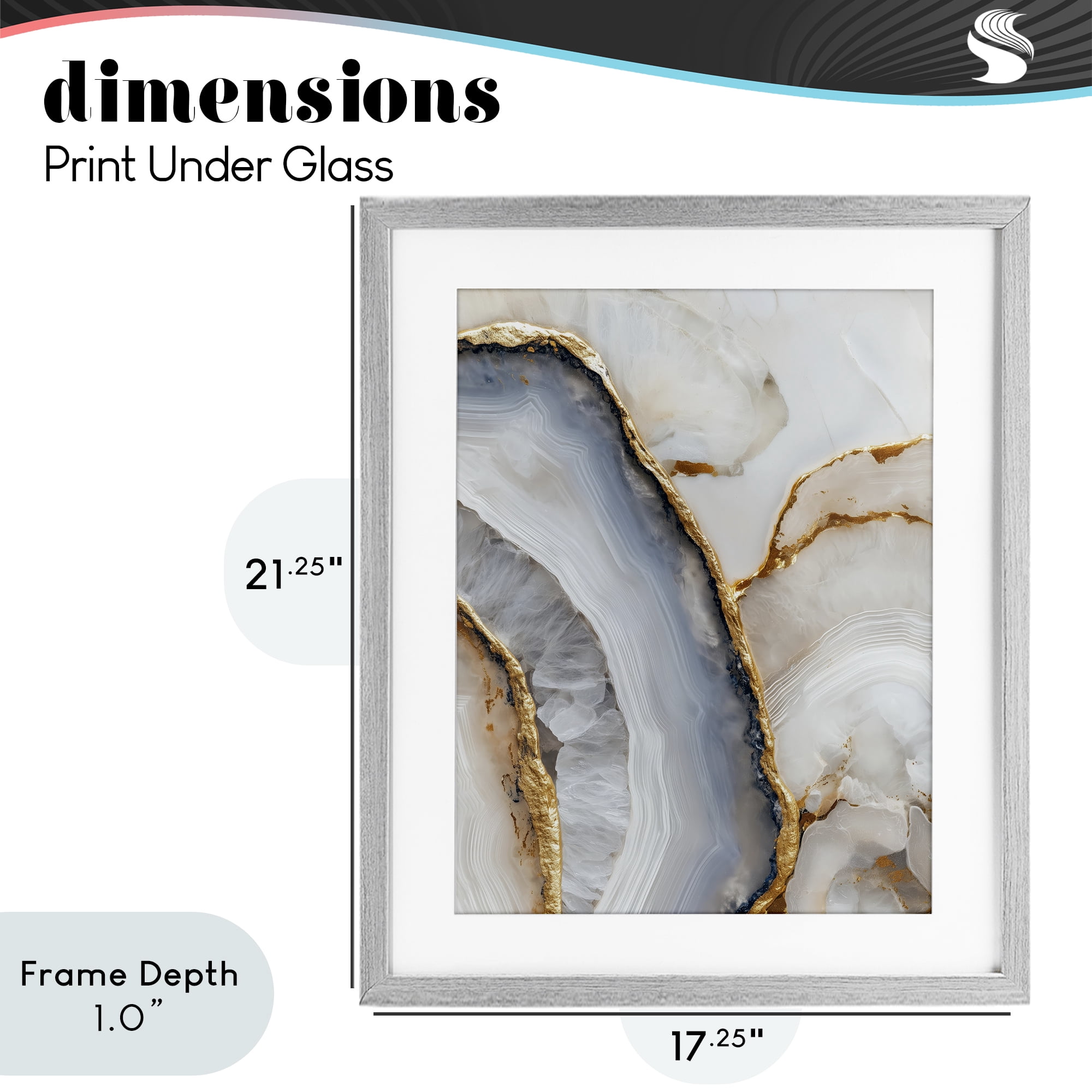 Stupell Industries Golden Marble Flow Gray Framed Print Under Glass, design by Svetlana Aleynikova