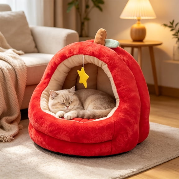 Pet Cave House Fruit Shaped Four Season Thick Warm Enclosed Rest Shelter For Indoor Kittens Small Pets Up To 11 Lbs Medium