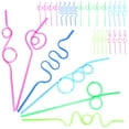 thumbnail image 2 of 60 Pcs Curved Straw Decor Party Straw Photo Prop Reusable Straws Party Funny Straws Party Curly Straws, 2 of 6