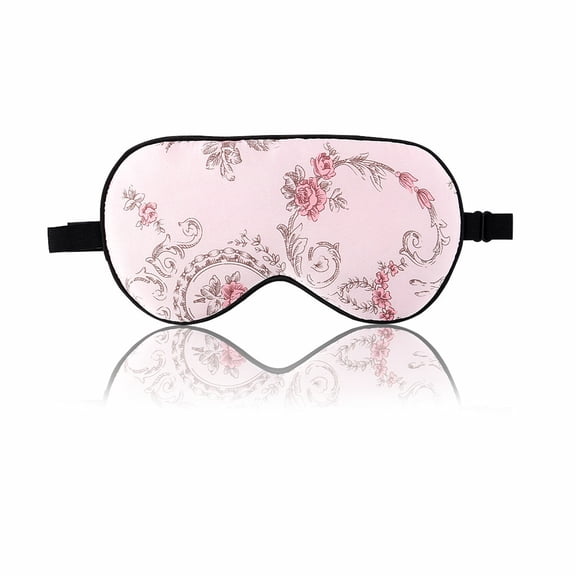 PiccoCasa Silk Sleeping Mask with Adjustable Strap Eye Mask, Pink Rose
