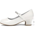 thumbnail image 5 of Kushyshoo Girl Mary Jane Shoes Low Heel Rhinestones Princess Flats White Dress Pump Shoes for Little Kid Size 12, 5 of 6