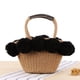 thumbnail image 1 of Bolso de paja para mujer - Bolsos de playa de verano para mujer - Lindos bolsos de mano y monederos para mujer - Bolso de paja con decoración de bolas blancas y negras, 1 of 5