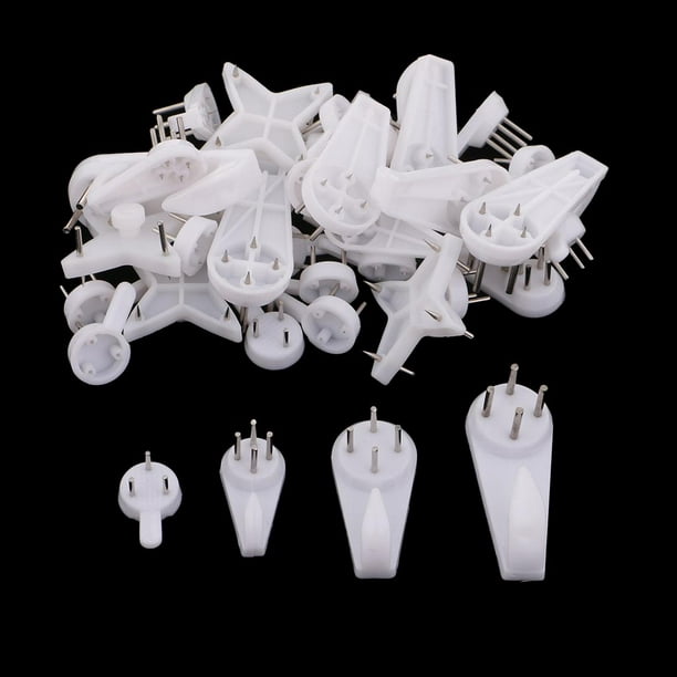 Pack of 40 Mixed Shapes & Sizes Heavy Duty Hanging Hooks Picture