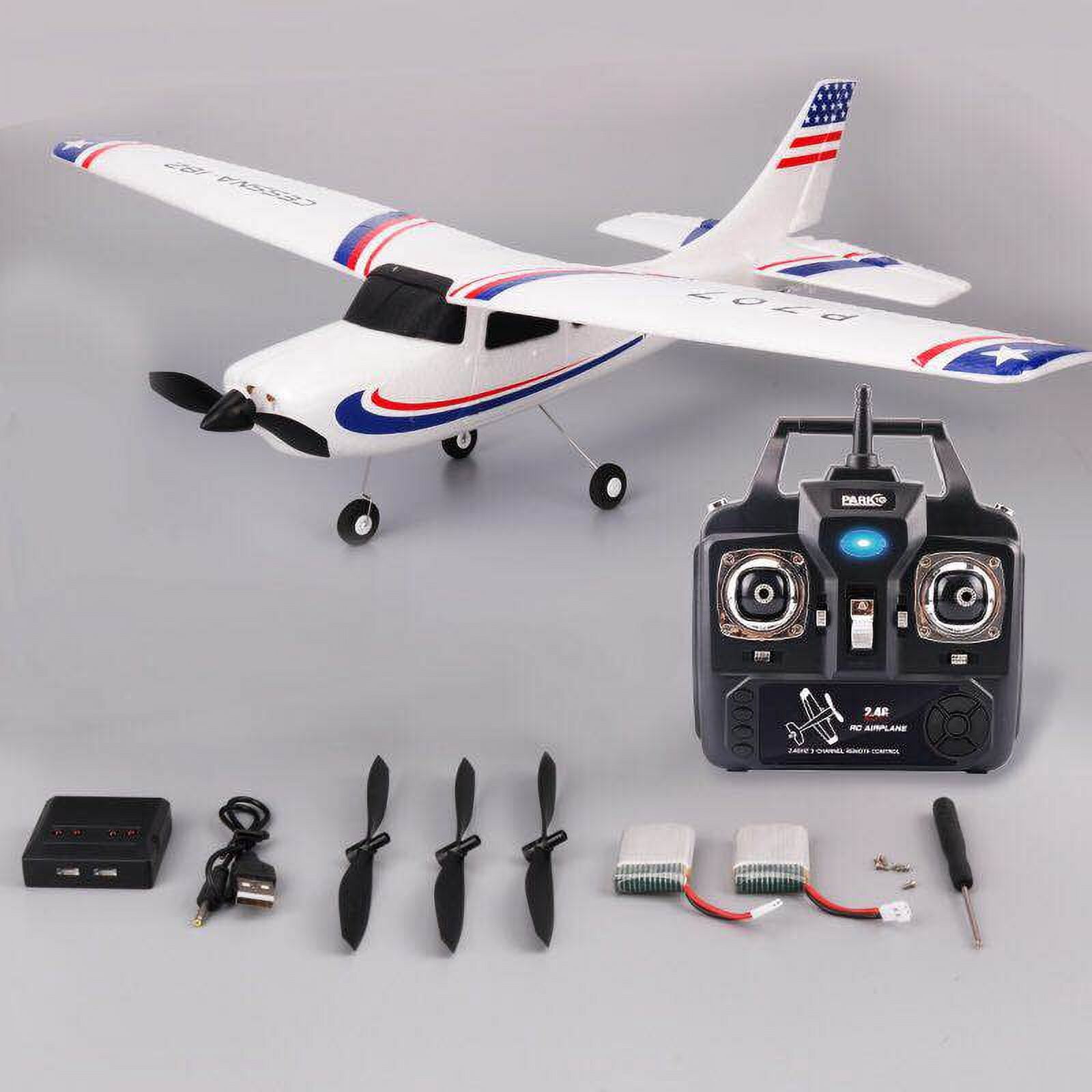 New P707 3Ch RC Airplane, Upgraded F949, Fixed Wing Plane Outdoor Toys with 2.4G Transmitter, Extra Battery and Propeller  (Light Version)