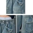 thumbnail image 5 of Ruyang Kids Cargo Jeans Multi Pockets Baggy Wide Leg Vintage Denim Pants Teen Girls High Waist Straight Streetwear Jeans, 5 of 9