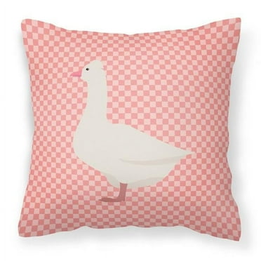 Carolines Treasures BB7898PW1818 Roman Goose Pink Check Fabric Decorative Pillow, 18 x 18 in.