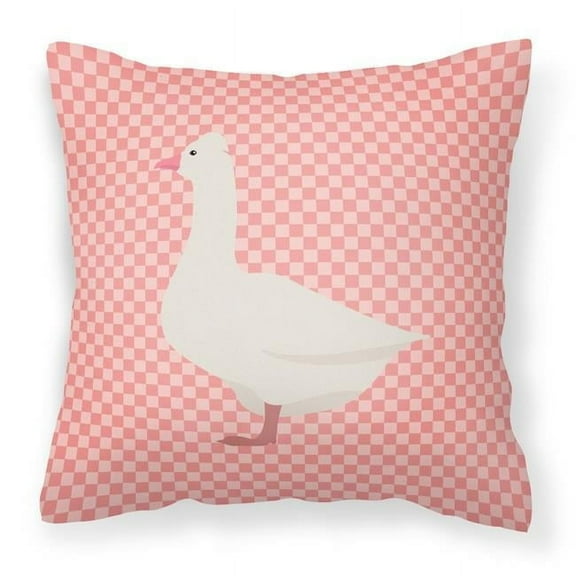 Carolines Treasures BB7898PW1818 Roman Goose Pink Check Fabric Decorative Pillow, 18 x 18 in.