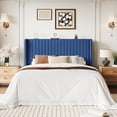 thumbnail image 3 of Einfach Full Bed Frame, Upholstered Platform Bed with Wingback Headboard, No Box Spring Required, Dark Blue, 3 of 10