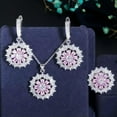 thumbnail image 5 of Fashion Multicolor CZ Round Sun Flower Pendent Necklace Earring Ring Jewelry Set, 5 of 7