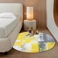 thumbnail image 2 of Yellow Gray Abstract Round Area&nbsp;Rug 3ft Watercolor Graffiti Non-Slip&nbsp;Washable Circle Rugs Soft Felt Indoor Floor Mat for Bedroom Kitchen Living Room Bathroom, 2 of 9