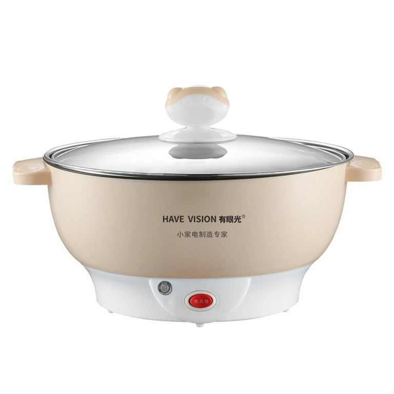 Frogued Multifunctional Non-Stick Electric Cooker Steamer Kitchen Hot Pot  Cooking Tool (White,Single Layer,CN Plug) 