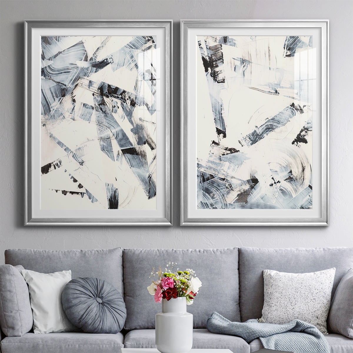 Wexford Home Fractured Ice I Premium Framed Print, 18.5" x 24.5" - Ready to Hang, Silver (Set of 2)