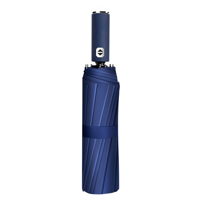 LED Windproof Rain Umbrella with 100 cm Canopy and 180° Rotatable Handle Light for Night Visibility