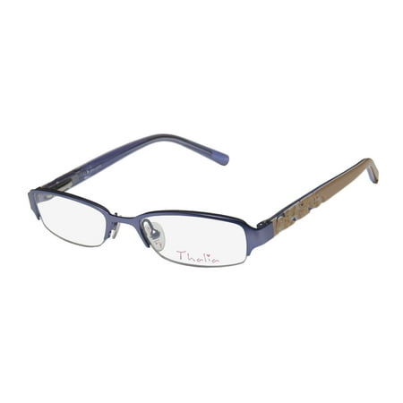 Fake Eyeglasses For Kids Girls New Thalia Brillante Childrens/Kids/Girls Designer Half-Rim Purple / Beige Children Girls Rare With Rhinestones Frame Demo Lenses 50-17-130 Crystals Flexible Hinges Eyeglasses/Eyeglass Frame ()