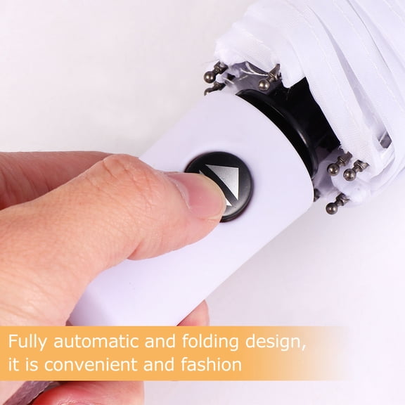 DEEPCRAFF White Transparent Folding Umbrella with Auto Open & Close, Compact Portable Rain Umbrella for Travel and Daily Use