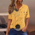 thumbnail image 1 of Fiudx Camisetas para Mujer Blusa de Manga Corta Estampada a La Moda para Mujer, Blusas Informales con Cuello En V, 1 of 5