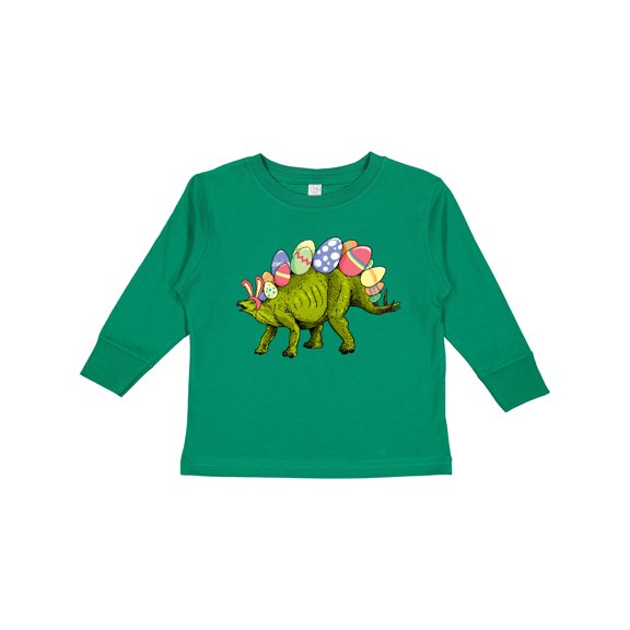 Inktastic Easter Bunny Stegosaurus with Eggs and Pink Ears Boys or Girls Long Sleeve Toddler T-Shirt