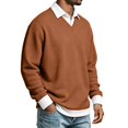thumbnail image 4 of Men Waffle Sweatshirt Casual Long Sleeve Polo Shirts Loose Lightweight Pullover Tops Fashion Fall Clothes, 4 of 8