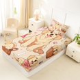 thumbnail image 5 of Manfei Kawaii Puppy Twin Sheets, Cartoon Bow Dog Bedding, Cream Pink, 3-Piece, 1 Flat Sheet, 1 Fitted Sheet and 1 Pillowcase, 5 of 6
