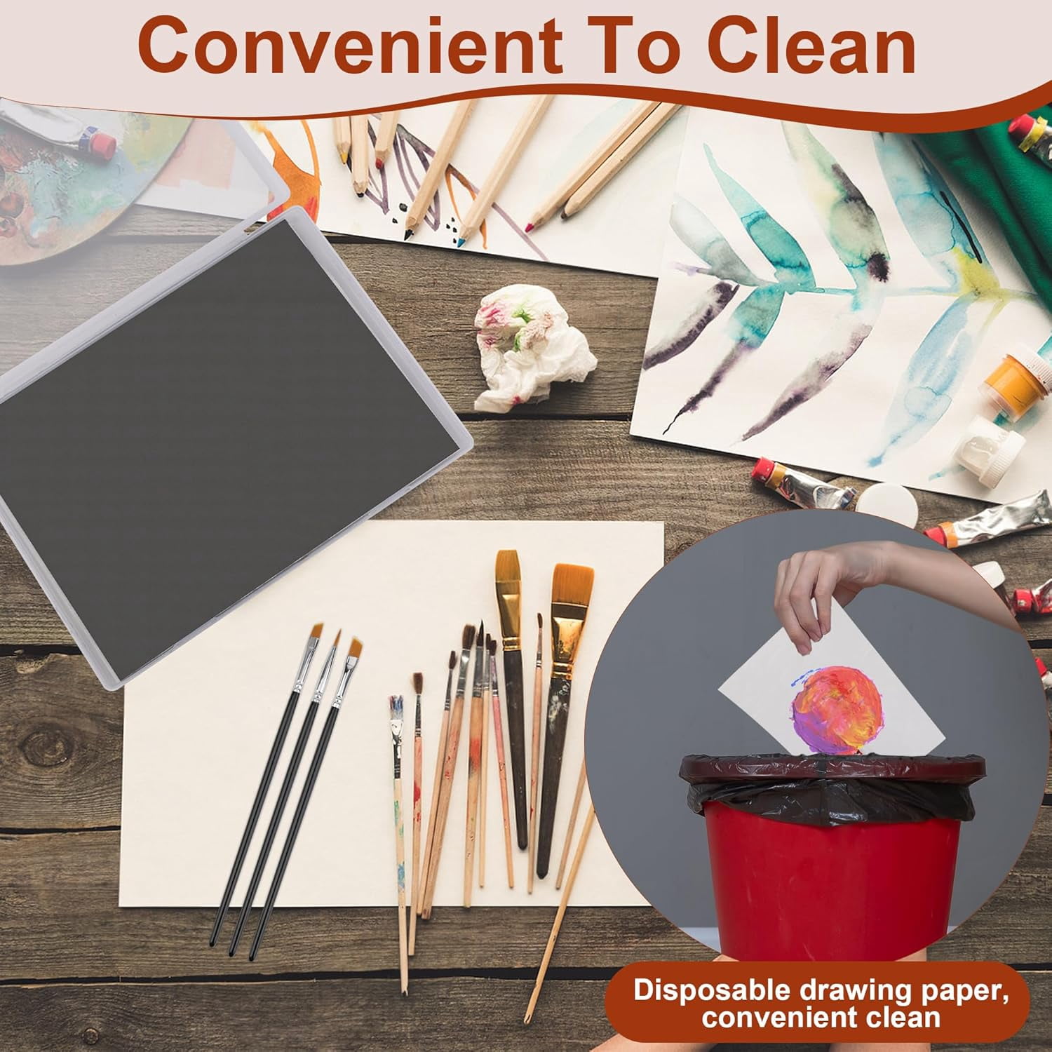 105P Stay Wet Palette for Acrylic Painting Kit, Portable Wet Palette Tray Box Keep Moist Palette for Painting Miniatures Paint Pallet with 100P Palette Paper, 1 Keep Moist Sponge, 3P Brush