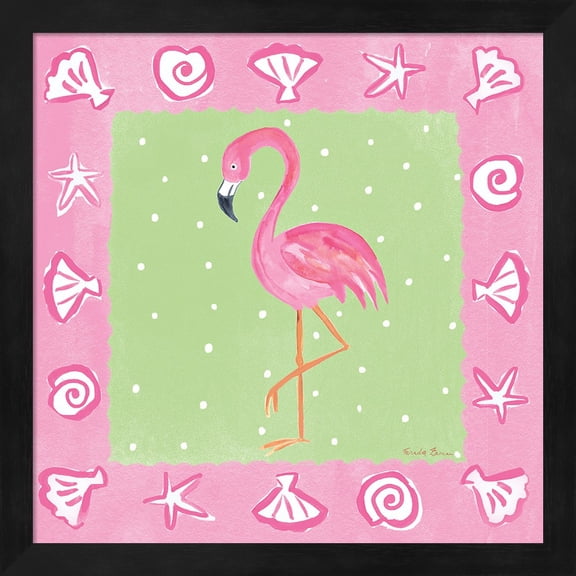 Flamingo Dance II by Farida Zaman, Framed Wall Art, 13.25W x 13.25H