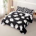 thumbnail image 3 of Homewish Cute Halloween Ghost Twin Quilt Set,3D Cartoon Pattern Twin Coverlet Set,Black White,2 Pieces, 3 of 7