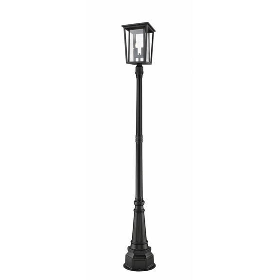 Z-Lite Seoul 2 Light 102" Glass Aluminum Outdoor Lamp Post in Black