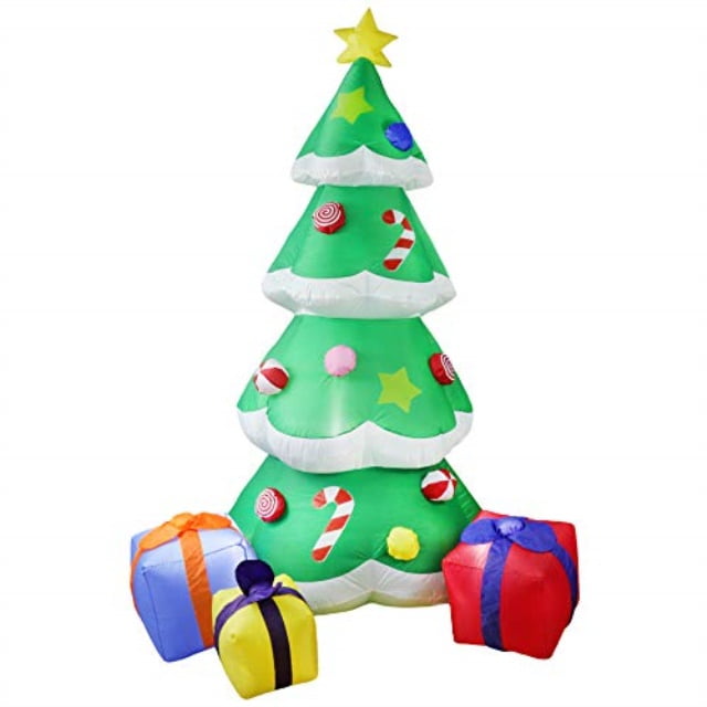 athoinsu 7.2ft lighted christmas tree inflatables with gifts self inflating led airblown xmas