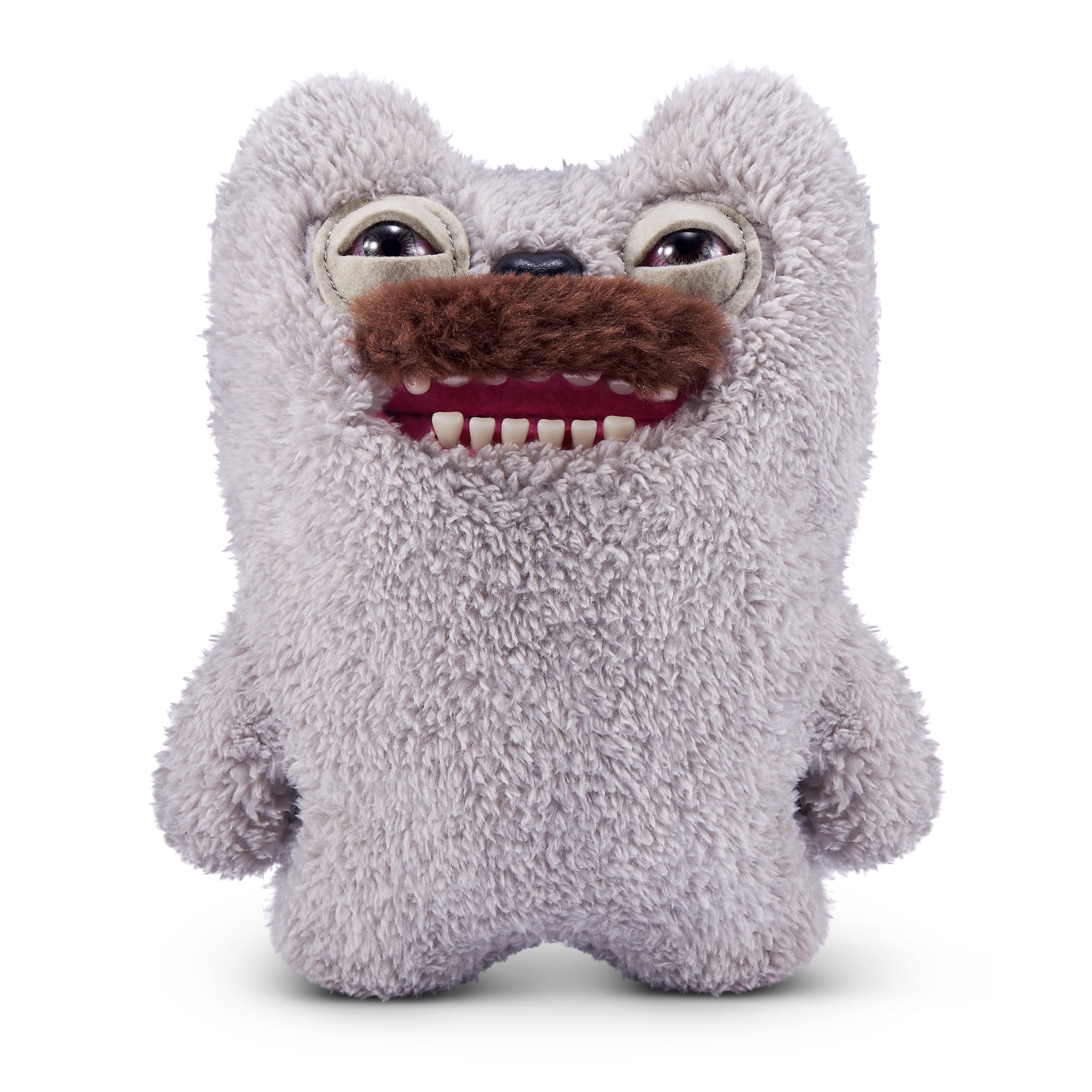 Fuggler Hairy Fuggs 9-inch Series 1 (Old Tooth - Moustache - Grey) by ZURU, Funny Ugly Monster Plush Toy