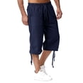 thumbnail image 2 of PEASKJP Men's Relaxed Fit Pants Loose Fit Elastic Drawstring Waist Straight-Legs Summer Long Pants, Navy L, 2 of 5