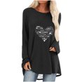 thumbnail image 2 of Promotions d'Été! Aqestyerly Pull Décontracté Imprimé pour Femmes Saint-Valentin Manches Longues Col Rond, 2 of 4