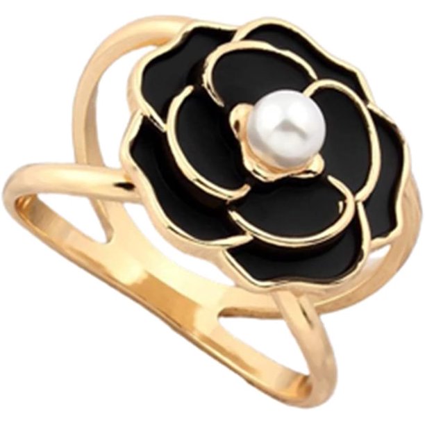 Clip de anillo de bufanda floral de perlas elegante para mujer, hebilla de bufanda de camelia, anillo de hebilla de bufandas de seda estilo canal de perlas, hebilla de anillo de bufanda Hebilla de cli