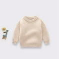 thumbnail image 3 of GYRATEDREAM Toddler Boys Girls Crewneck Sweaters Kids Fall Long Sleeve Cute knit Pullover Shirts Tops for 1-9Y Beige, 3 of 9