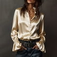 thumbnail image 2 of Womens Summer Tops, Duoif Dress Shirt, Long Sleeve Formal Wear Shirts for Women Khaki L, 2 of 5