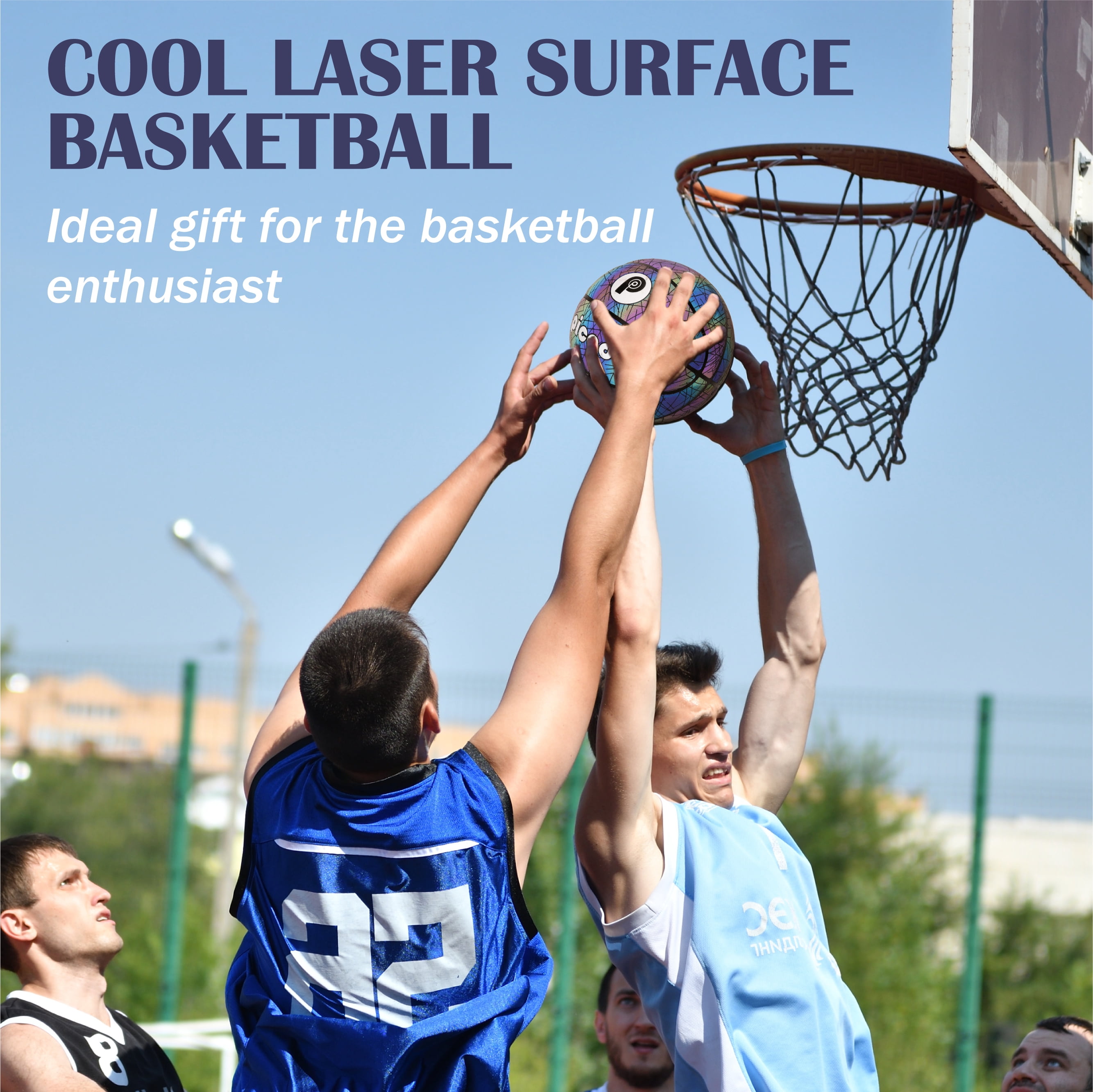 Outdoor Basketball Official Size 7(29.5''), Reflect Light PU Basketballs for Adult Youth Indoor Sport Training Match