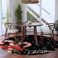 thumbnail image 3 of Round Rug 5Ft Washable Non-Slip, Christmas Candy Circle Area Rugs for Living Room Bedroom, Xmas Berry Snowflake Black Indoor Floor Mats Carpet Runner for Home Decor Aesthetic, 3 of 8