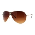 thumbnail image 1 of Mens Oversize Mobster Lion Shield Emblem Racer Pilots Sunglasses Gold Brown, 1 of 4