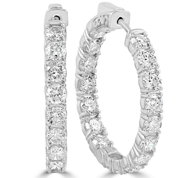 Pompeii 6.13 cttw Diamond Inside Outside Hoops 14k White Gold 30mm Tall Lab Grown (F,VS)